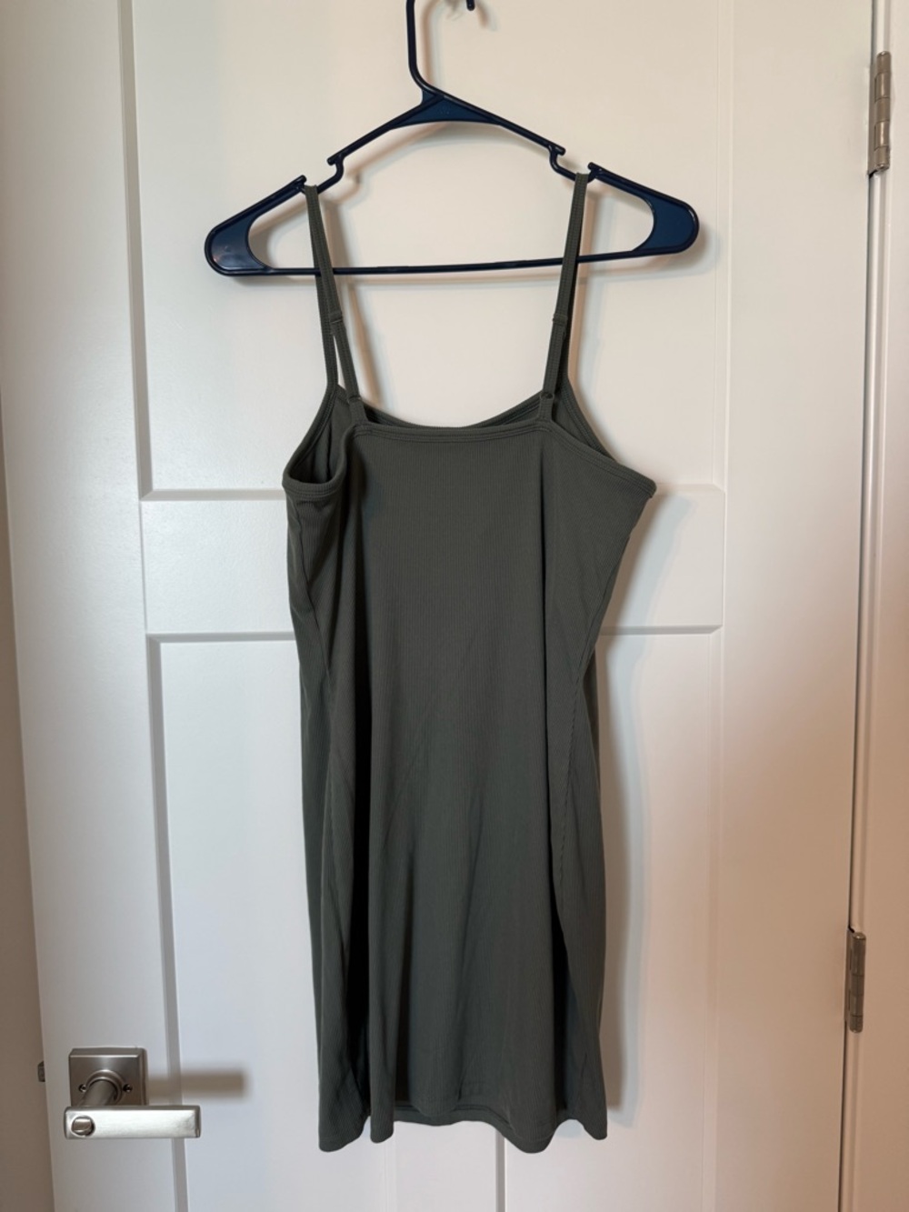 Simple Ribbed Slip Dress - Sage Green - Picture 4 of 6